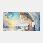 Kerstengel met lam in de wintervrede bureaumat (Keyboard & Muis)