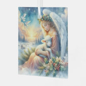 Kerstengel met lam in de wintervrede glas ornament (Voorkant links)