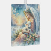 Kerstengel met lam in de wintervrede glas ornament (Voorkant Rechts)