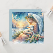 Kerstengel met lam in de wintervrede kaart (Voorkant / Achterkant in situ)