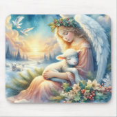 Kerstengel met lam in de wintervrede muismat (Voorkant)