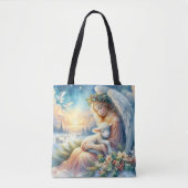 Kerstengel met lam in de wintervrede tote bag (Voorkant)
