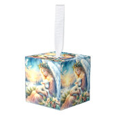 Kerstengel met lam in wintervrede decoratie (Voorkant hoekig)
