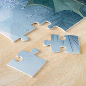 Kerstengel met lam in wintervrede legpuzzel (Zijkant)