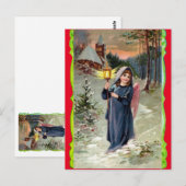 Kerstengel met lantaarn briefkaart (Voorkant / Achterkant)