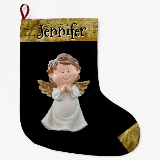 Kerstengel met naam, goud grote kerstsok (Voorkant)