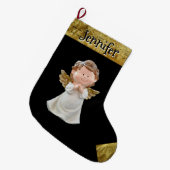 Kerstengel met naam, goud  grote kerstsok (Voorkant (Hangend))