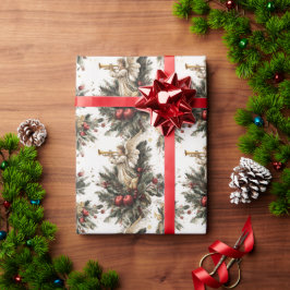Kerstengel met trompet vintage religieus cadeaupapier
