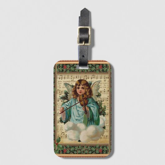 Kerstengel met Violin Bagagelabel (Voorkant (verticaal))