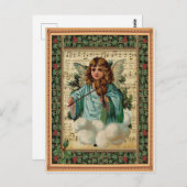 Kerstengel met Violin Briefkaart (Voorkant / Achterkant)