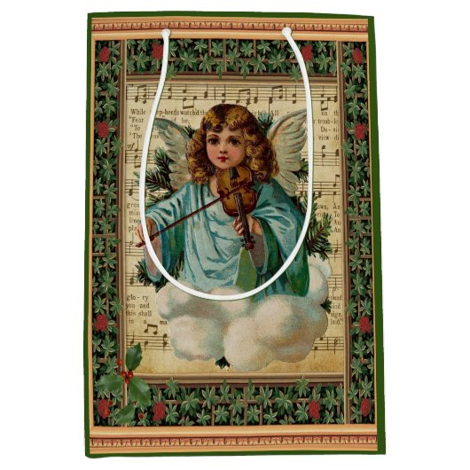 Kerstengel met Violin Medium Cadeauzakje (Voorkant)