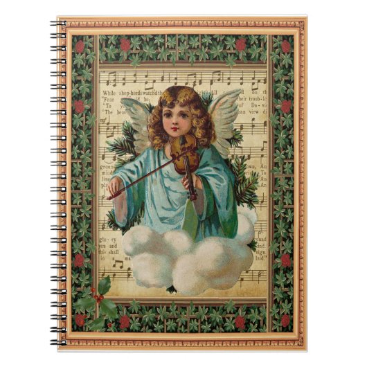 Kerstengel met Violin Notitieboek (Voorkant)