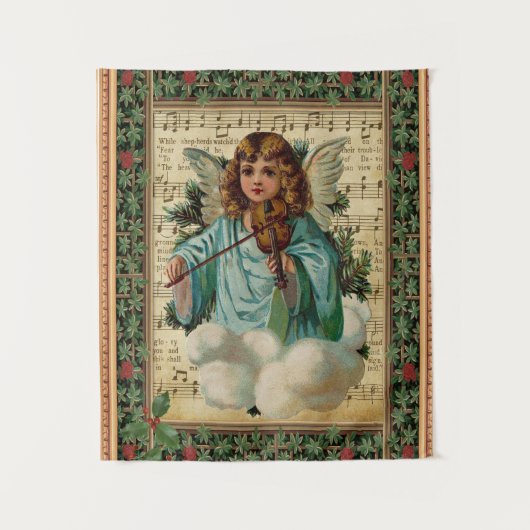 Kerstengel met Violin Wandkleed (Voorkant)
