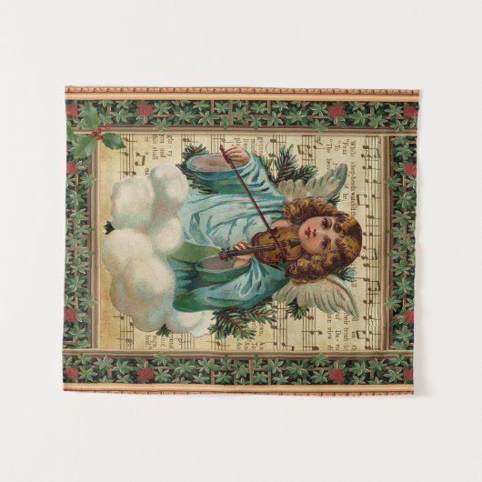 Kerstengel met Violin Wandkleed (Voorkant (horizontaal))