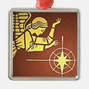 kerstengel metalen ornament