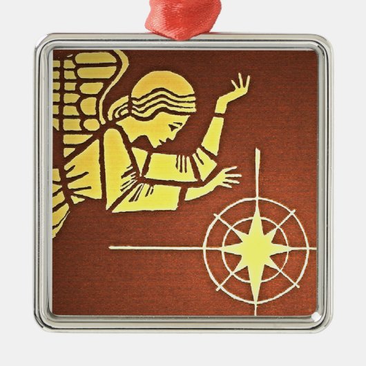 kerstengel metalen ornament (Voorkant)