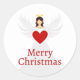 Kerstengel Moderne Rood Wit Elegante Vleugels Ronde Sticker