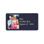 kerstengel Mouse Ringing Bell Waterverf Art Etiket (Voorkant)