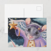 kerstengel-muis die Star-Waterverf vangt kunst Briefkaart (Voorkant / Achterkant)