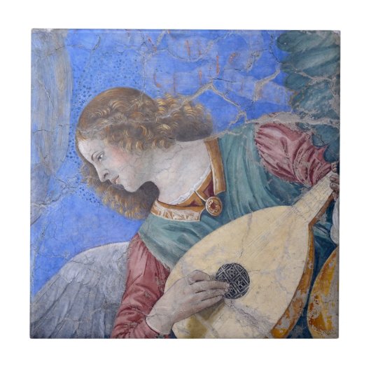 Kerstengel muzikant Melozzo da Forli Tegeltje (Voorkant)