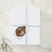 Kerstengel op de Wreath of Holly Cadeaulabel (Met Touw)