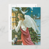 Kerstengel op het raam feestdagenkaart (Voorkant / Achterkant)