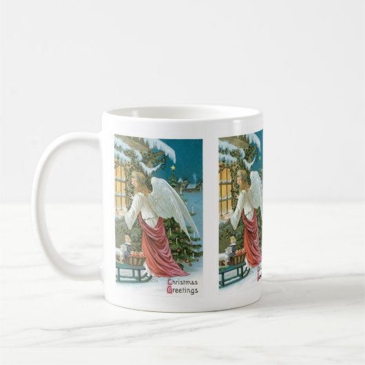 Kerstengel op het raam koffiemok (Links)