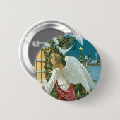 Kerstengel op het raam ronde button 5,7 cm (Voorkant /achterkant)