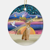 Kerstengel - Oranje - witte tabbykat 40 Keramisch Ornament (Links)