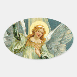 kerstengel ovale sticker