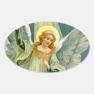 kerstengel ovale sticker