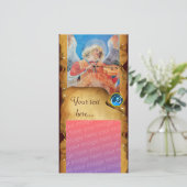 KERSTENGEL PARCHMENT saffier Monogram Feestdagenkaart (Staand voorkant)