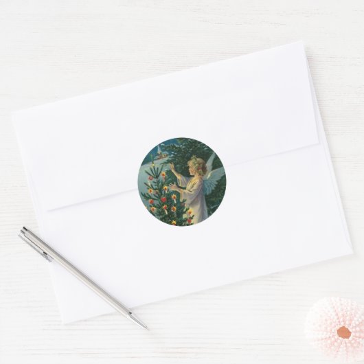 kerstengel ronde sticker (Envelop)