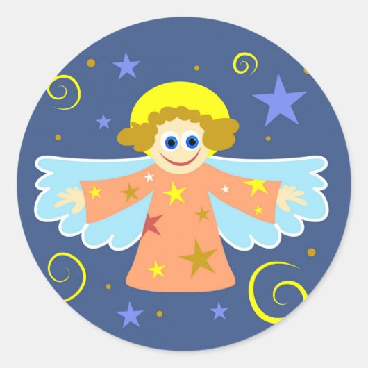 kerstengel ronde sticker (Voorkant)