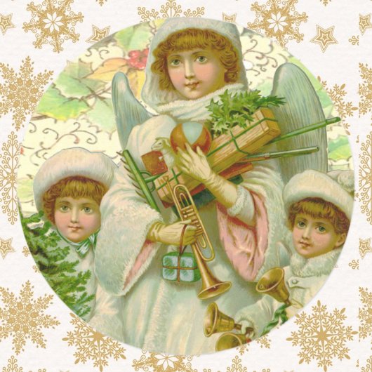 kerstengel ronde sticker
