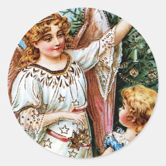 kerstengel ronde sticker (Voorkant)