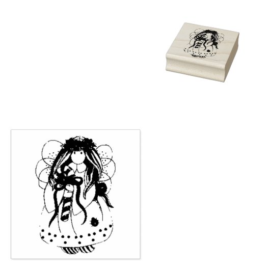 kerstengel rubberstempel (Gestempeld)