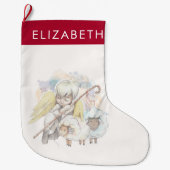 Kerstengel Shepherd met lammeren Grote Kerstsok (Voorkant)