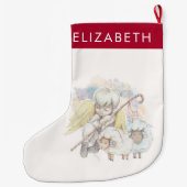 Kerstengel Shepherd met lammeren Grote Kerstsok (Achterkant)