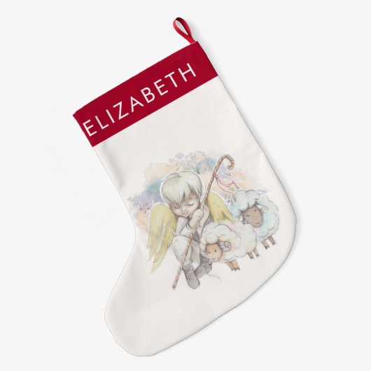 Kerstengel Shepherd met lammeren Grote Kerstsok (Achterkant (Hangend))