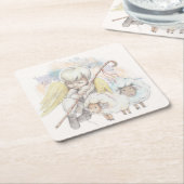 Kerstengel Shepherd met lammeren Kartonnen Onderzetters (Schuin)