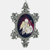 Kerstengel Shepherd met lammeren Tin Sneeuwvlok Ornament (Links)
