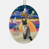Kerstengel - Sneeuwschoenkat Keramisch Ornament (Rechts)