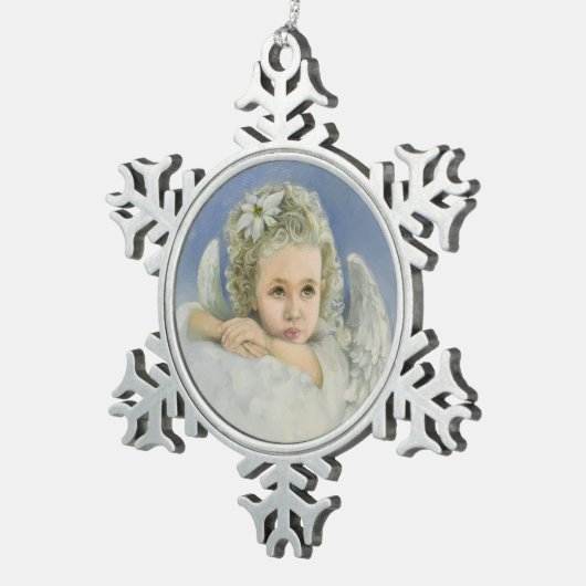 kerstengel tin sneeuwvlok ornament (Rechts)