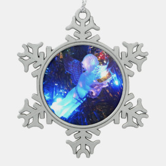 kerstengel tin sneeuwvlok ornament