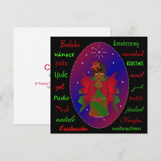 Kerstengel uit de hele wereld feestdagenkaart (Voorkant / Achterkant)