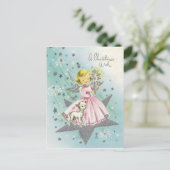 kerstengel uit de middeleeuwen en Lamb Feestdagenkaart (Staand voorkant)