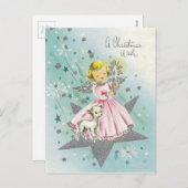 kerstengel uit de middeleeuwen en Lamb Feestdagenkaart (Voorkant / Achterkant)