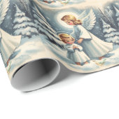 Kerstengel uit de oude doos, kind, vogel inpakpapi cadeaupapier (Rol Hoek)