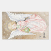 Kerstengel uit de oude doos rechthoekige sticker (Voorkant)